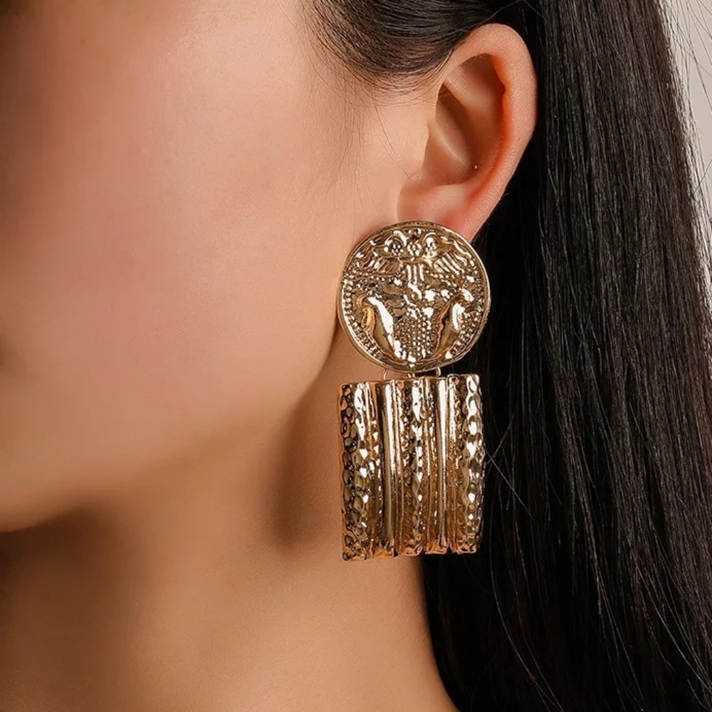 Geometric Gold Dangle Earrings